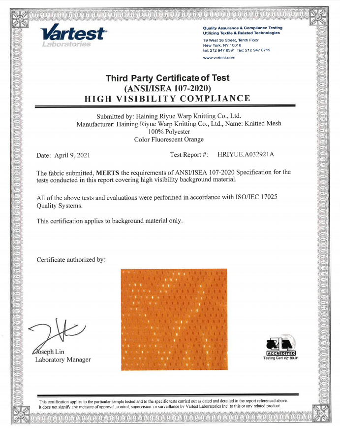 ANSI/ISEA 107-2020 Knitted Mesh orange