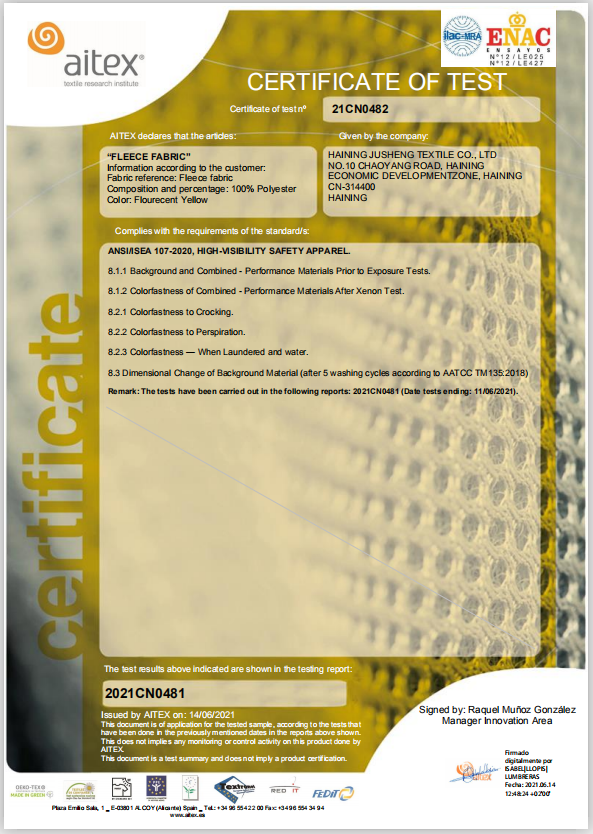 Yellow Fleece ANSI/ISEA 107-2020